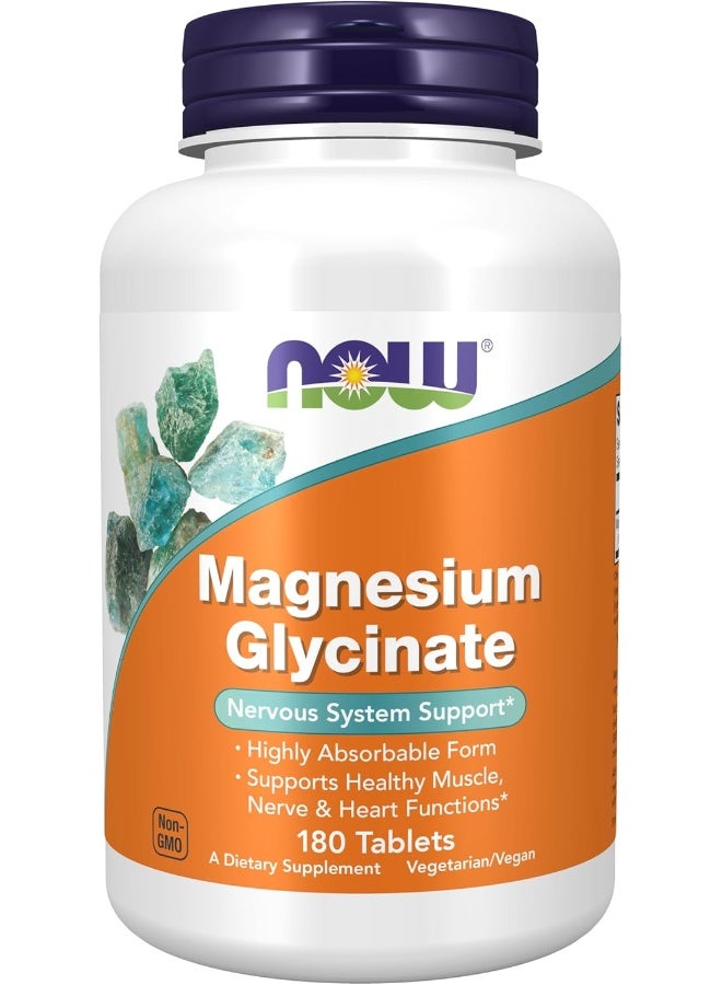 Now Foods Magnesium Glycinate Highly Absorbable Form Tablets, 180 Tablets - Image 1